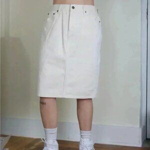 Ralph Lauren cream casual straight fit classic trend denim 5 pcket midi skirt 30